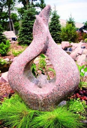 Aquascape - Natural Granite Carved & Polished Flame Bubbler Fountain for Custome Water Features THUMBNAIL