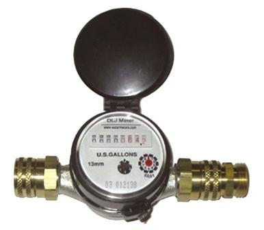 Professional Nickel Plated Bronze - Water Garden & Pond Water Meter - 3/4" Swivel Brass Connections MAIN