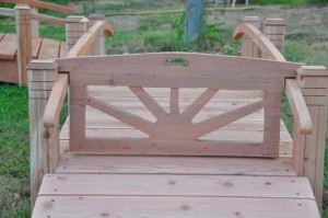 Short Post Bridge Gate - Hand Made Natural 100% Redwood Bridges For Gardens, Paths, & Ponds THUMBNAIL