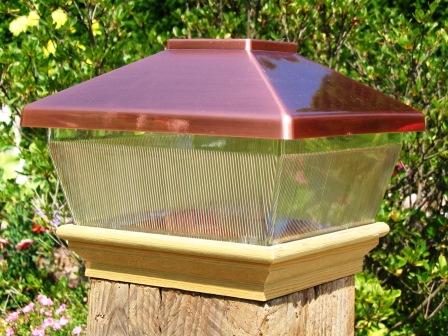 Copper Top Solar LED Light  6" x 6" Post Caps for Bridges, Fences, Decks, & Posts THUMBNAIL