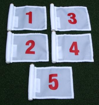 White flag with Red Numbers