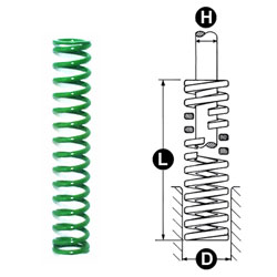 photo and drawing of danly green round wire die spring MAIN