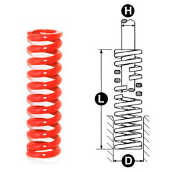 photo and drawing of danly red round wire die spring MAIN