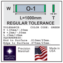 1 Pc. Precision Ground O1 Tool Steel Flat Bar Stock.250 Thickness x 1.25 Width x 18 Length 