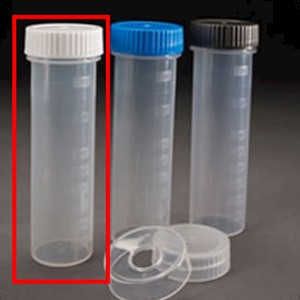 50mL Digestion Vessel, Flat Bottom, Graduated, w. WHITE Cap, PP-CO,  500/Pkg [50-8003] MAIN