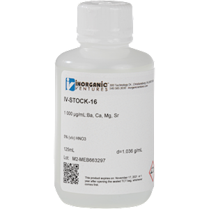 1000 ppm Alkaline Earth ICP Calibration/Quality Control Standard [31-IV-STOCK-16-125ML] LARGE
