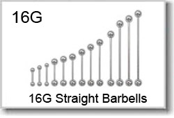 16 Gauge Body Piercing Barbells