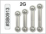 SB0913, 2 Gauge Barbells THUMBNAIL