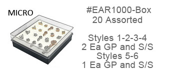 Ear1000, 1/4" Post x 16G Micro Fancy Gem Ball SWATCH