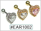EAR1002 Gem Heart Ball End Ear Studs THUMBNAIL