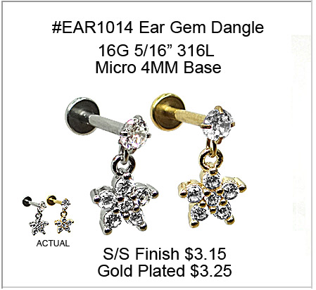EAR1014 Gem Post Star Gems Dangle Flat Back MAIN