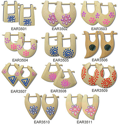 Wood Carved Bali Earring Pairs MAIN
