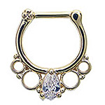 #NOS264, Gold Plated, clear tear gem MAIN
