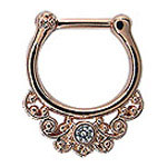 #NOS265, Nostril Clicker, Rose Gold Plated  Gems MAIN