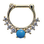 #NOS272 Septum Nose Jewelry: Gold Plated with Turquoise MAIN