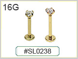 SL0238 16G Gold Plated Gem Labret THUMBNAIL