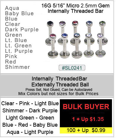 SL0241,16G Internally Threaded Mini-Gem Labret MAIN