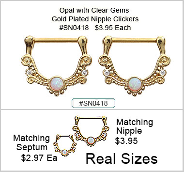 SN0418 Opal Gold Plated Nipple Clicker MAIN