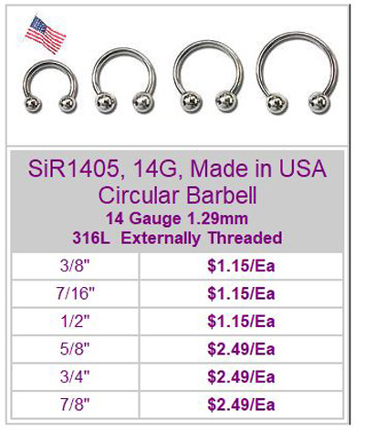 SiR1405, 14G Made in USA Circular Barbell MAIN