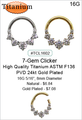 TCL1602 7-Gem Titanium ASTM F136 Clickers MAIN