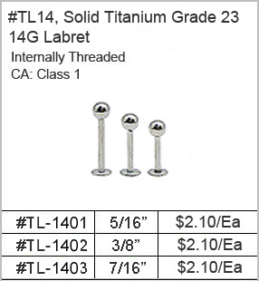 #TL1400, 14G Titanium Labret MAIN