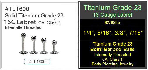 #TL1600, 16G Titanium Labret TL1600 MAIN
