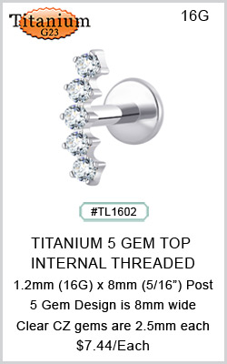 TL1602 5-Gem Titanium 23 16G Labret MAIN