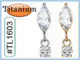 #TL1603 Titanium ASTM F136 Oval Gem with Dangle THUMBNAIL