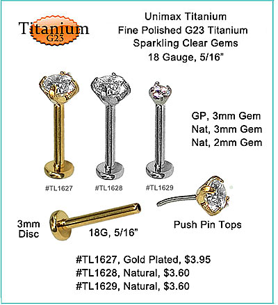 #TL1629 Titanium 18G Push Pin MAIN