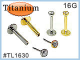 TL1630  Titanium ASTM F136 Push Pin Bezel Set Gem THUMBNAIL