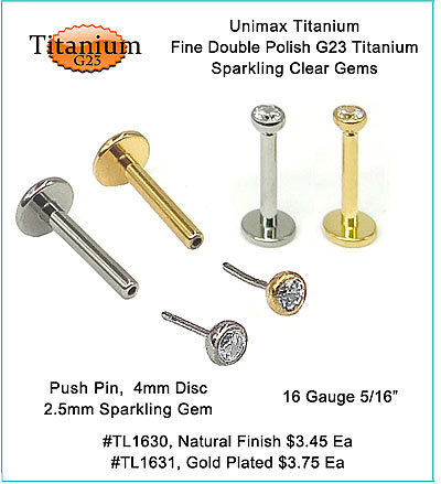 TL1630 Titanium Push Pin Bezel Set Gem MAIN