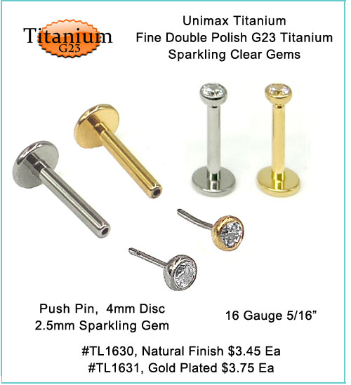 TL1630 Titanium Push Pin Bezel Set Gem MAIN