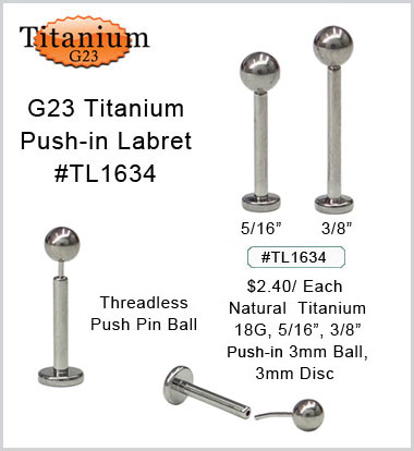 TL1634 3mm Push Pin Ball Titanium 18G MAIN