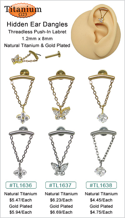 TL1636 Hidden Ear Dangle 16G Push Pin MAIN