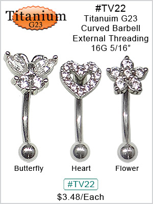 TV22 Titanium G23 Decorative Gem Curve - Butterfly, Heart, Flower MAIN