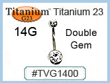 TVG14 Titanium G23 Body Piercing JewelryDouble Gem Curve THUMBNAIL