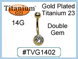 TVG1402 Gold Plated Titanium G23 Double Gem Curve THUMBNAIL