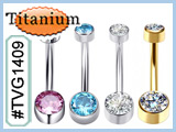 TVG1409 TITANIUM ASTM F136 PVD 24kt GOLD PLATED Double Gem Curve THUMBNAIL
