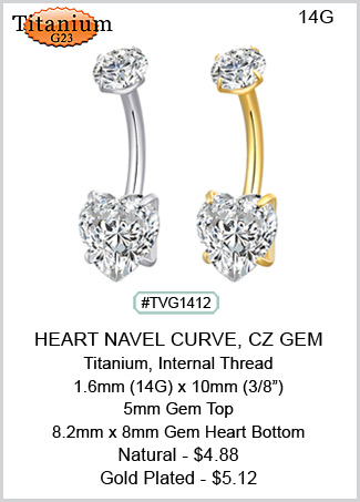 TVG1412 Titanium 23 - Gem Heart Navel MAIN
