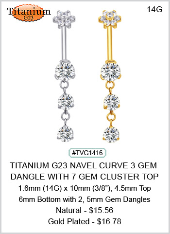 TVG1416 TITANIUM NAVEL GEM DANGLE MAIN