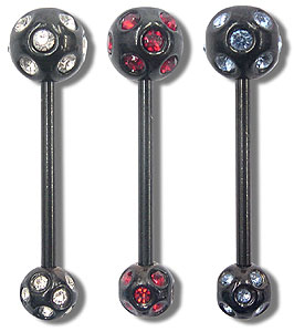 BB0310 Double Multi Gem Black Barbells MAIN