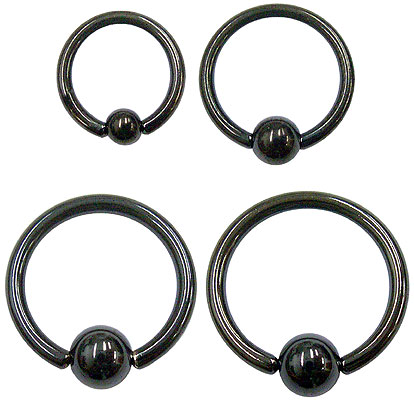 Black Titanium Coated Captive Rings MAIN