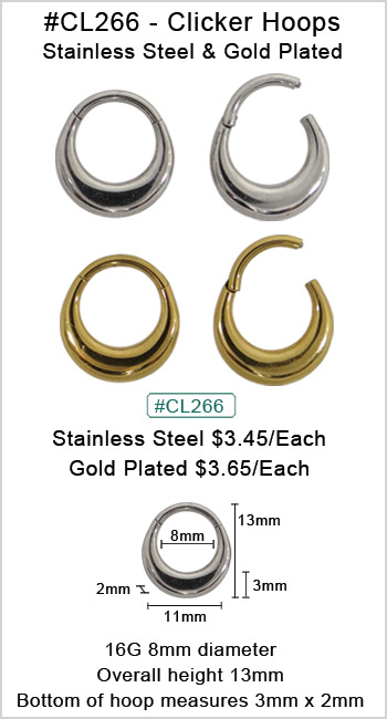 CL266 - Clicker Hoops 16G 8mm MAIN
