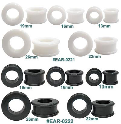 EAR0221 White, EAR0222 Black SiliconeTunnels MAIN