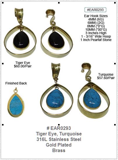 EAR0293 Tiger Eye, Turquoise MAIN