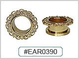 EAR0390 Gold Plated Ear Filigree Tunnel THUMBNAIL