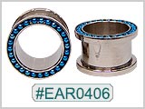 EAR0406, Blue Bead Threaded Tunnels THUMBNAIL