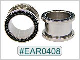 EAR0408, Black Bead Threaded Ear Tunnels THUMBNAIL