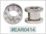 EAR0414, Gem 316L Threaded Ear Tunnels THUMBNAIL