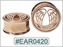EAR0420,  Wing Threaded Tunnel Rose Gold Plated THUMBNAIL
